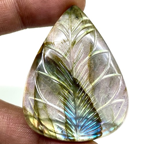 Ciondolo Labradorite Naturale Intagliato Naturale 48x37 mm Labradorite Taglia Gemma - Foto 3 di 21