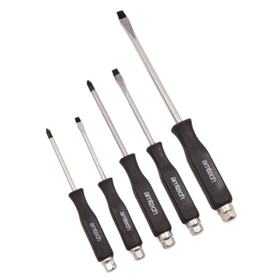 Amtech Impact Go Thru Schraubendreher Set 5x Magnetspitze Kreuzschlitz Schlitz