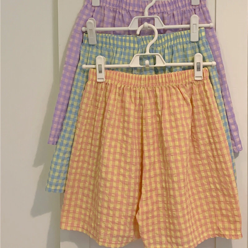 Ladies Plaid Shorts Checked Half Pants Loungewear Baggy Casual Sportswear Home - Image 3 of 4