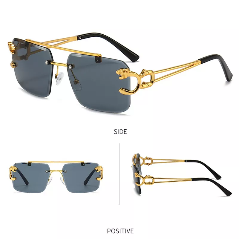 Classic Cut Edge Sunglasses Double Bridge Dark Glasses Rimless Glasses  Fashion