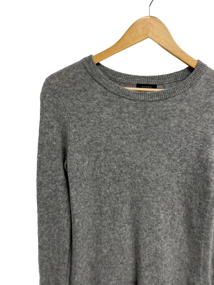 Suéter halógeno de cachemir para mujer de manga larga gris claro cuello redondo talla XS Foto 2 de 4