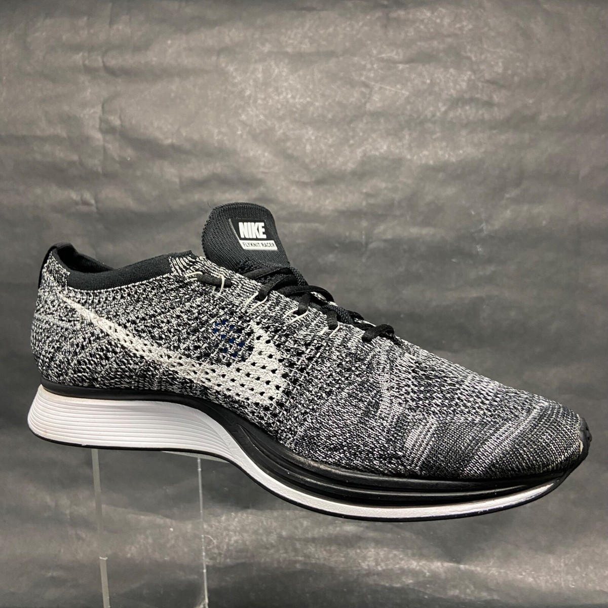 Nike Flyknit Racer Oreo Running Shoes Black White Rare! 526628