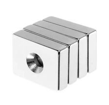 1 x 3/4 x 1/4 Inch Rare Earth Double Countersunk Block Magnets N42 (4 Pack)