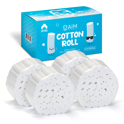 200 Dental Gauze Cotton Rolls 1-1/2'' x 3/8'', (#2 Medium), Kids Nose Plugs Bleed