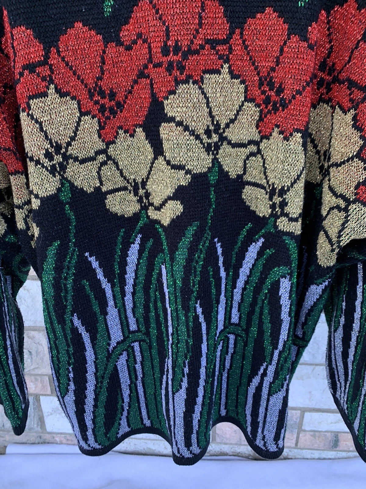 Nutcracker Ugly Christmas Sweater Floral Womens Plus size 2x Sparkly Lurex