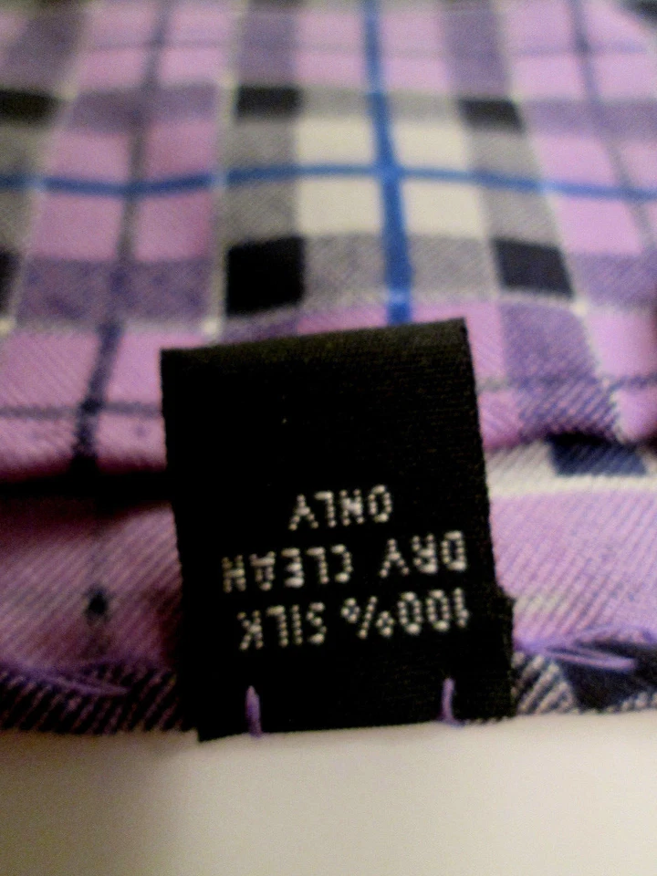 BLACK LABEL BLOOMINGDALES-ROYAL PURPLE BOX CHECK 100%SILK SQ@$45 - Image 3 of 3