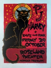 PJ Harvey Poster Knife and Fork Roseland Portland 2004 Rare S/N Gary Houston COA