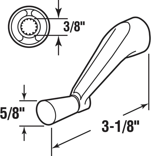 Spline Socket Crank Handle, Stone, Smooth 360-Degree Operation (Single Pack) - Picture 2 of 4