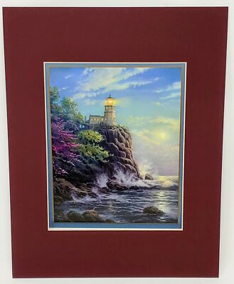 Thomas Kinkade Split Rock Light Lighthouse Matted Collector's Print 11x14