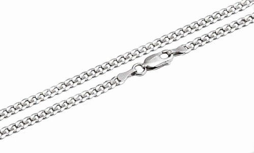 Collar de cadena de eslabones cubanos de oro blanco sólido de 10k para hombre y mujer de 3 mm-5 mm 16" 30" - Imagen 3 de 4