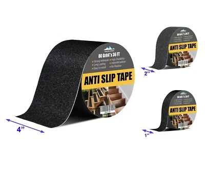 AMAZING WORKS Grip Tape - 4" x 36Ft Heavy Duty Anti Slip Tape High Traction 80 Grit Non, Black