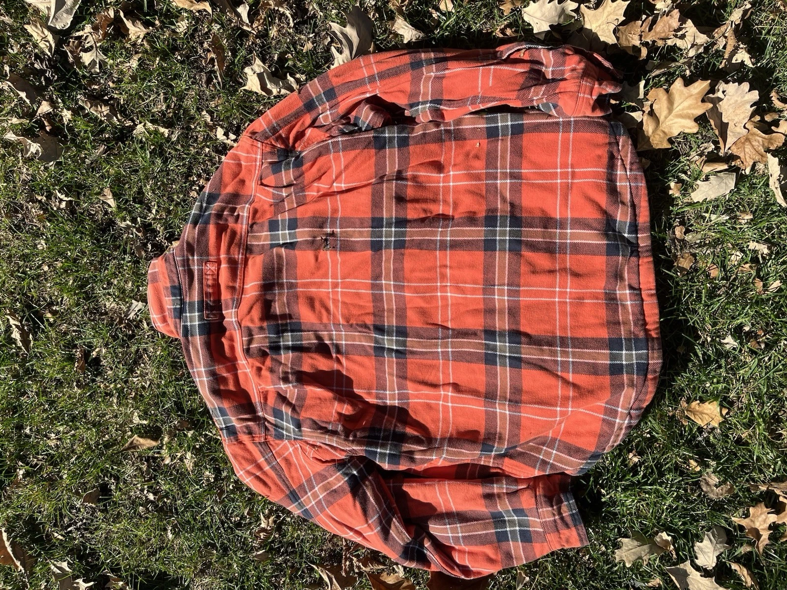 Duluth Trading Co. Men’s L Orange Plaid Flannel Lined Shacket Jacket Sherpa - product detail image 3