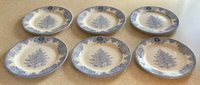 Royal Stafford Blue Christmas Tree Dinner Plates 11" Set of 6 Made in England