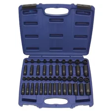 Westward 4Pre3 1/4" Drive Impact Socket Set, Sae, Metric, 48 Pcs