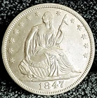 1847 Seated Liberty Half Dollar UNC in Grade 100% Original Scarce Date