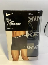 Nike Men's All Day Cotton Stretch Boxer TRUNK (3-Pack) Size M Black