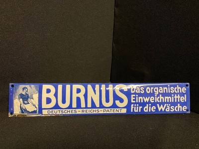 Burnus - das organische Einweichmittel - Emailschild - Türschild 31,5 x 5,5 cm