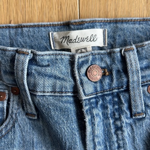 Jean Madewell The Perfect Vintage pierna recta azul denim desgastado dobladillo deshilachado - Imagen 5 de 7