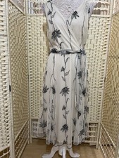 Principles Dress Size 12,midi, Embroidered,Ivory/black,faux Wrap,F6