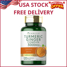 Tumeric Curcumin Max Potency and Ginger Complex 3000 Mg, 120 Softgels by Carlyle