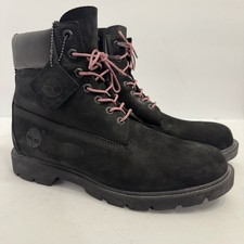 Timberland 19039 Classic 6" Waterproof Boots Men’s 9 M Black Nubuck Pink Laces