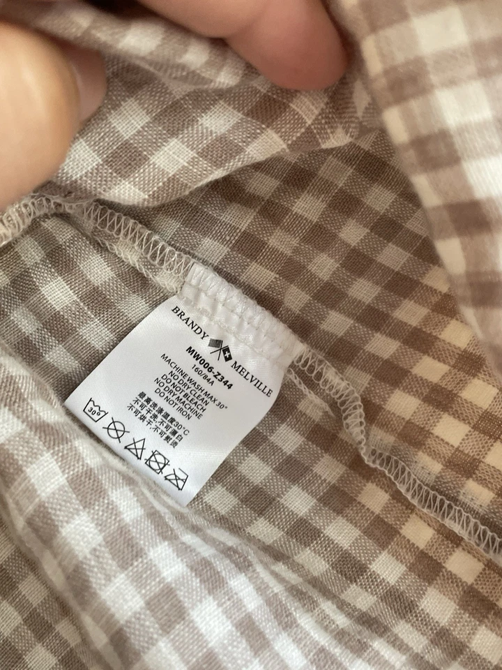 Babydoll Y2K Brandy Melville Tiffany para mujer pequeño top lino tostado Foto 4 de 4