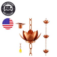 Elegant 8.5ft Copper Lotus Flower Rain Chain with Adapter for Aesthetic Drainage