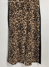 New York & Co. Womens Black Beige Cheetah Print Wide-Leg Casual Pants Size XL