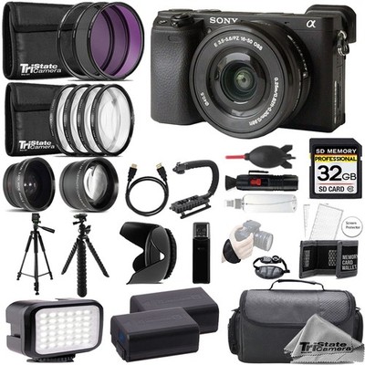 Sony Alpha a6400 Camera w/ 16-50mm Lens +32GB +Ext Bat+ 9 PC Filter-MEGA Kit