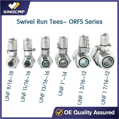 SINOCMP ORFS 6 Pack Hydraulic Swivel Run Tees,Test Coupling Point for Excavator