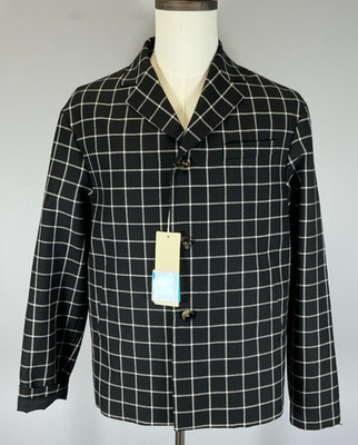 Marni Men's Size 46 IT Black/White Checkered Wool Jacket NWT