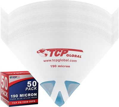 TCP Global - 190 Micron Filter Tips Ultra-Fine Paint Strainer (50 Pack) - Pure B