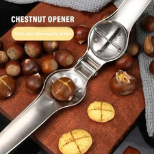 Stainless Steel Nut Cracker 2-in-1 Chestnut Opener Walnut Clip Cutter Tool Gift