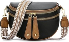 KKXIU Crossbody Sling Bag for Women Trendy Fanny Pack Vegan Leather Chest Black