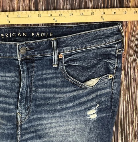 Jeans uomo American Eagle Athletic Airflex + effetto invecchiato taglia 38x32 (effettivo 38x31) - Foto 5 di 13