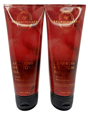Bath & Body Works Aromatherapy Renewing Meadow Walk Rose Magnolia Body Cream x2