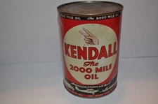 Original 1940's Kendall Metal Motor Oil Quart Can w/ Car, Truck, Plane Graphics