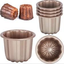 CHEFMADE Canele Mold Cake Pan, Cavity Non-Stick Cannele Muffin Bakeware 4pcs