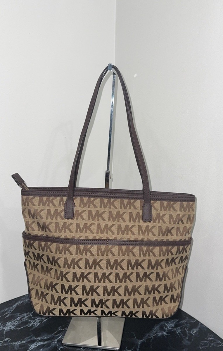 MICHAEL KORS Beige/Brown Signature Canvas Leather Kempton  MICHAEL KORS Beige/Brown Signature Canvas Leather Kempton Tote Bag main image 0