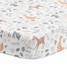 Bedtime Originals Deer Park White/Gray Woodland Animals Baby Fitted Crib Sheet