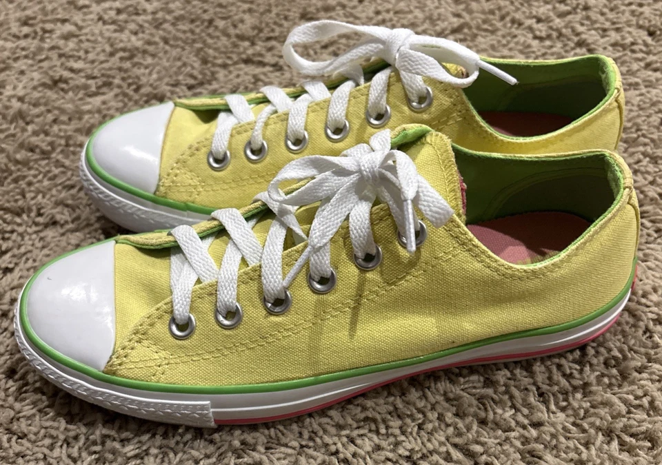 Converse Chuck Taylor 8 Women’s Low Top Lime/Pink With Double Tongue Yellow - Image 3 of 4