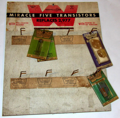 VINTAGE 1960s WORKMAN ELECTRONICS ''MIRACLE FIVE TRANSISTORS'' STORE DISPLAY 11x13