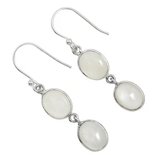 Natural Srilankan Moonstone 925 Sterling Silver Earrings Jewelry E-1002