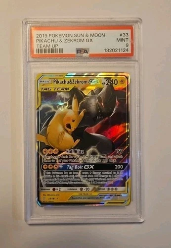 2019 Pokemon SM Team Up Pikachu Zekrom Holo #33/181 PSA 9