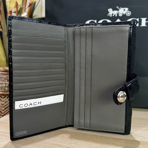 Vintage Coach Canvas bestickt C Clutch große Geldbörse neu im Karton - Bild 6 von 11