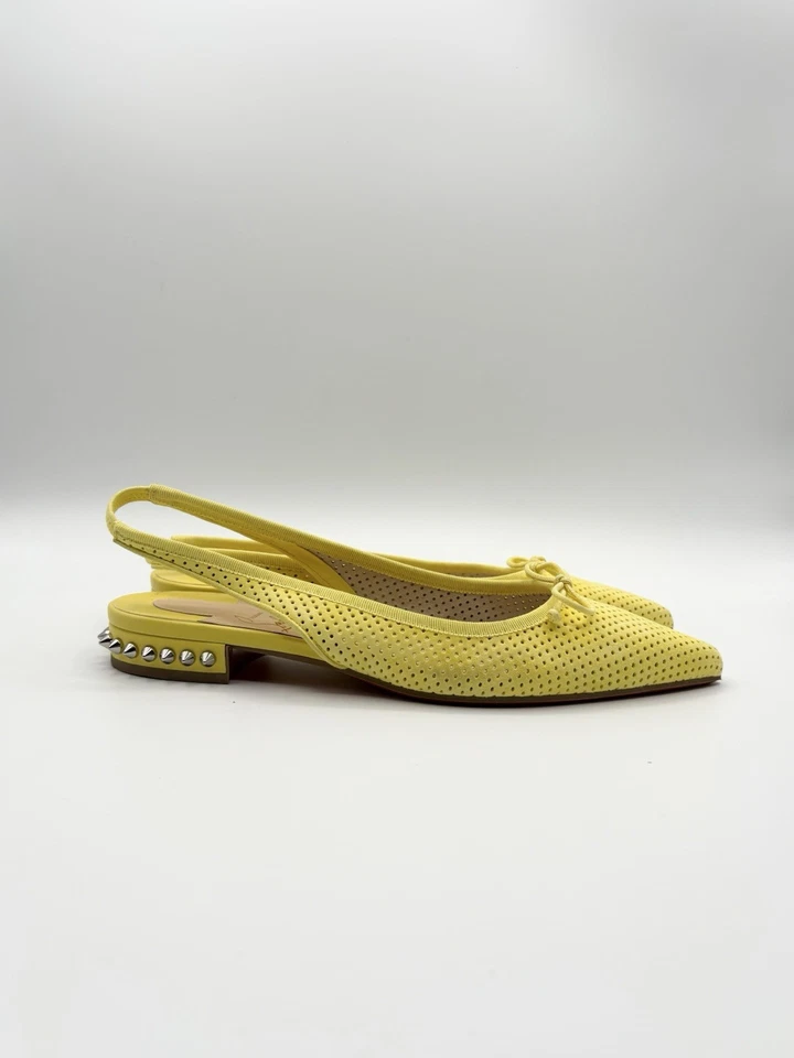 Christian Louboutin Amarillo Hall Eslinga con Picos Eslinga Plana Cuero Talla EU 36 6 Foto 3 de 4