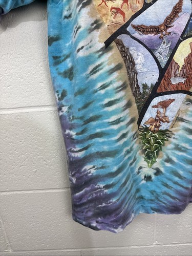 Vintage 90s Liquid Blue Tie Dye L T Shirt 1990 Janet Regan Animals Spider Web - Picture 5 of 21