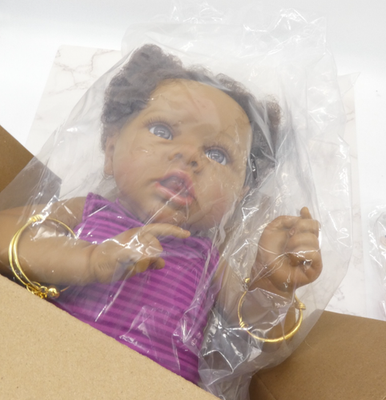 #ad Reborn Baby Doll Black AA Toddler Girl New In Box Lifelike Bottle Accessories $50.00