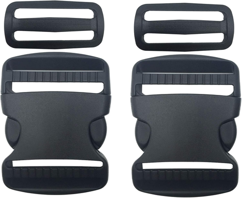 2 Set 2 Inch Flat Dual Adjustable Plastic Quick Side Release Plastic Buckles and - Picture 2 of 8
