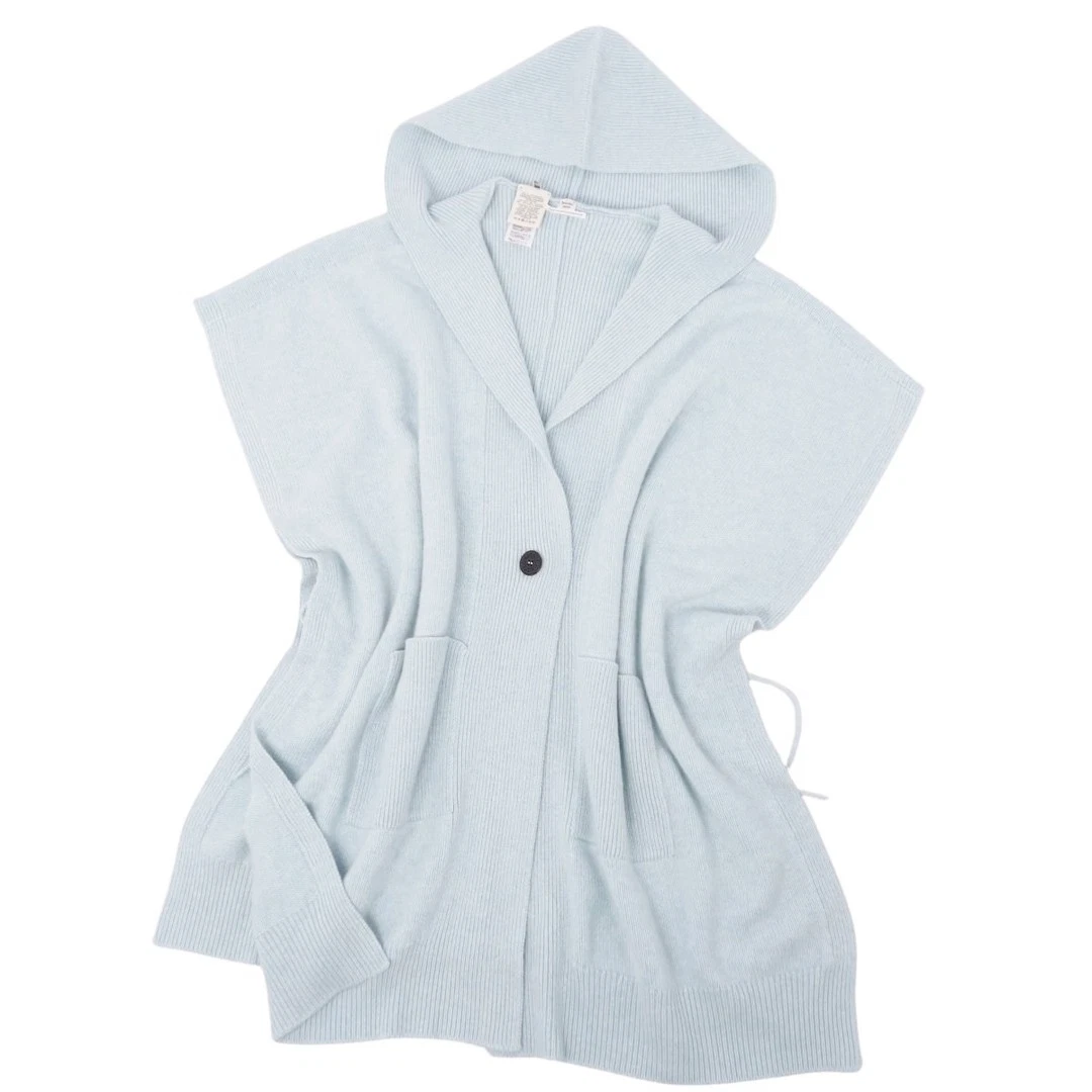 HERMÈS Cappotto maglia Hermes 2021 SS poncho mantella cappuccio serie bottoni cashmere usato0